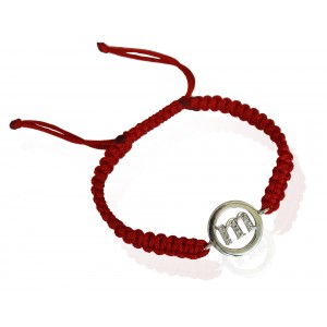 Lower Case Alphabets Bracelet with Diamonds in Silver on Size Adjustable Nylon Thread