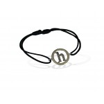 Alphabet h Bracelet with diamonds in 925 silver on size adjustable nylon thread