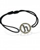 Alphabet h Bracelet with diamonds in 925 silver on size adjustable nylon thread