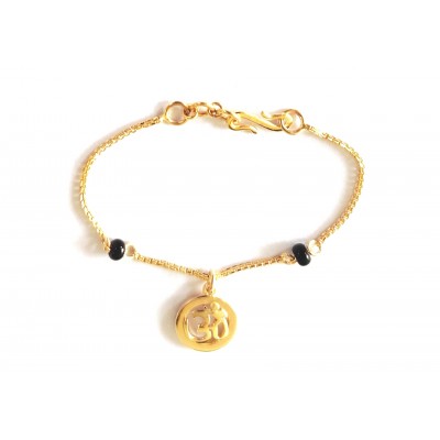Auspicious Om Bracelet for New Born Baby with Black beads