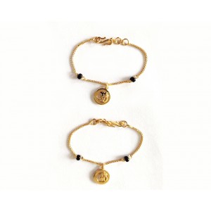 Auspicious Om Bracelet for New Born Baby with Black beads