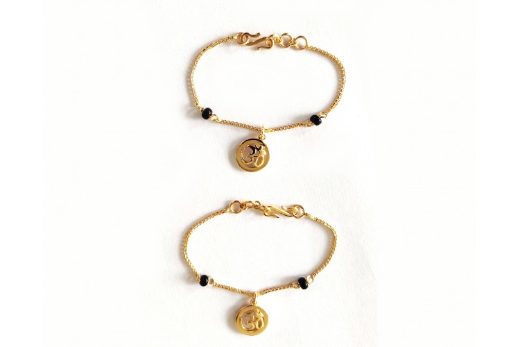 Auspicious Om Bracelet for New Born Baby with Black beads