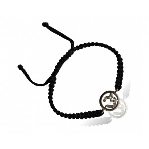 Aum Bracelet in Silver with Diamonds on Nylon Braided Thread from Aumkaara