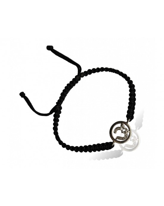 Aum Bracelet in Silver with Diamonds on Nylon Braided Thread from Aumkaara