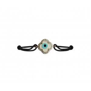 Evil Eye Clover Charm Bracelet in 14k Gold