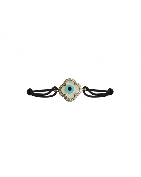 Evil Eye Clover Charm Bracelet in 14k Gold