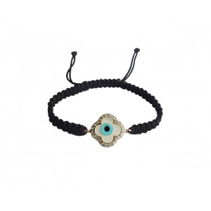 Evil Eye Clover Charm Bracelet in 14k Gold