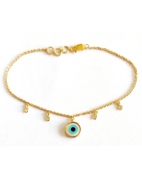 Evil Eye Gold Chain Bracelet with Diamonds