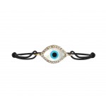 Evil Eye In 14k gold with Diamonds on Adjustable Thread