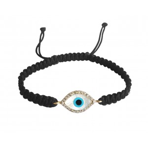 Evil Eye In 14k gold with Diamonds on Adjustable Thread