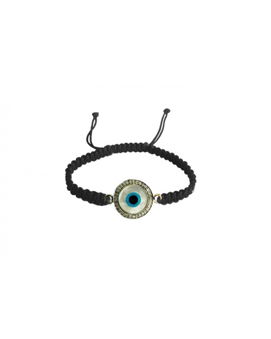 Evil eye bracelet in silver with diamonds