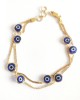 Evil Eye Bracelet On Double Gold Chain in 18k gold