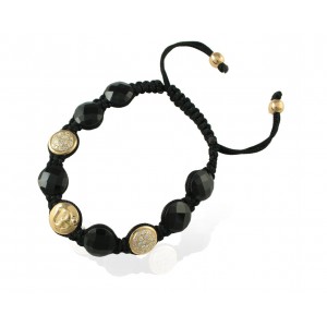 Om Bracelet with Onyx in Gold