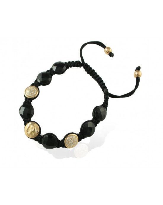 Om Bracelet with Onyx in Gold