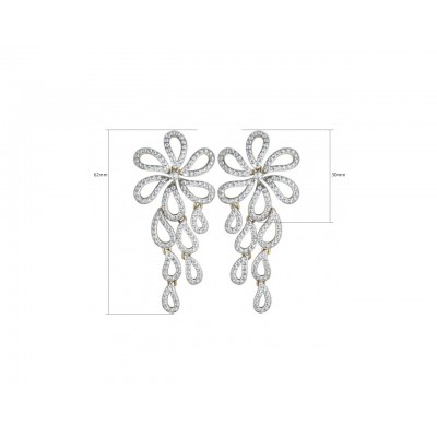 Long Diamond Floral Earring