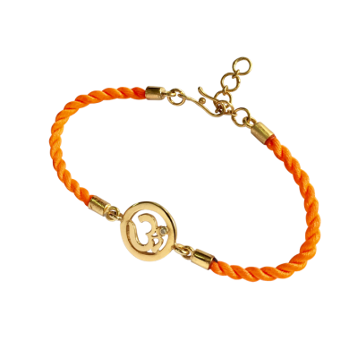OM Bracelet On Nylon Thread with Gold Plated Adjustable Silver Lock for Girls
