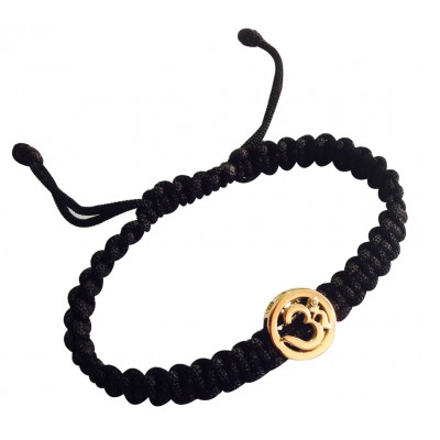 14K Hallmarked Gold Bracelet on Size Adjustable Thick Braided Nylon Thread