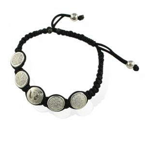 Om Bracelet in Silver with 4 Diamond Studded Discs