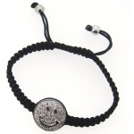 Smiley Bracelet in Silver with White & Black Diamonds